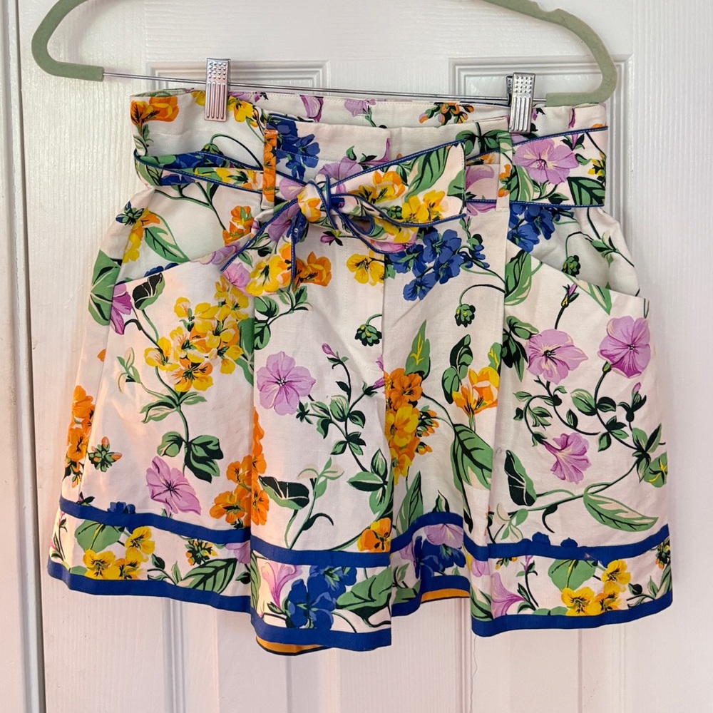 Ann Taylor Women's Floral Paperbag Waist Shorts with Multi Floral Print